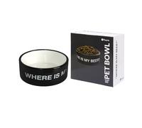 Fisura Ceramic Dog Bowl, Original Black Pet Bowl "Where is my Beer?", Capacity of 750 ml for Small Medium and Large Dogs - Food and Water Dishes, 16 x 16 x 6 cm.