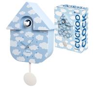 Fisura - Cloud Print Cuckoo Wall Clock. Original Wall Clock | Modern Decorative Wall Clock. Requires 3 AA Batteries (Not Included). 8.5 x 3.1 x 16.3 in. ABS Plastic.