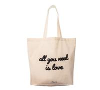 Fisura Cotton tote bag with "love" shearling message. 100% cotton bag with inner pocket. Original shopping tote bag. 70 x 51 cm.
