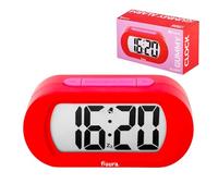 Fisura - Digital Alarm Clock, Original Gift, LED Display, Battery Operated Bedside Clock, 12/24 Hour Format, Easy-to-Read Backlight (Red & Pink)