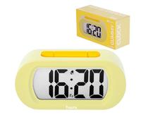 Fisura - Digital Alarm Clock, Original Gift, LED Display, Battery Operated Bedside Clock, 12/24 Hour Format, Easy-to-Read Backlight (Yellow)