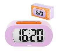 Fisura - Digital Alarm Clock, Original Gift, LED Display, Battery Operated Bedside Clock, 12/24 Hour Format, Easy-to-Read Backlight (Purple & Orange)