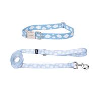 Fisura - Dog Collar & Lead Set with Cloud Print - Adjustable Nylon Pet Set for Large Dogs - Strong & Comfortable Matching Set
