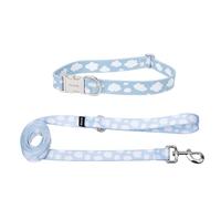 Fisura - Dog Collar & Lead Set with Cloud Print - Adjustable Nylon Pet Set for Small & Medium Dogs - Strong & Comfortable Matching Set