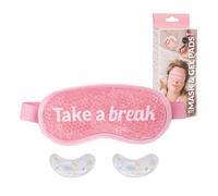 Fisura - Eye mask and Patches kit “take a Break”. Reusable Cold Gel Eye mask in Pink with Reusable Patches for Puffiness, Dark Circles and Anti-Wrinkle Care. Relaxation and Skincare Gift Set.