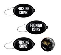 Fisura F*cking Coins Black Oval Rubber Coin Purse Retro Chain Wallet Small Pocket Wallet Unisex Gift Set of 3