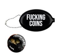 Fisura F*cking Coins Black Oval Rubber Coin Purse Retro Chain Wallet Small Pocket Wallet Unisex Gift 1 Unit.