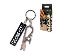 Fisura F*cking Keys Original Metal Keychain Multitool Keychain Black Grey Man Keychain Hand Mirror Gift for Men on Father's Day Birthday Christmas