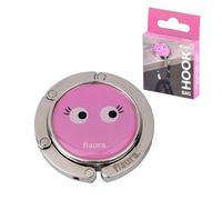 Fisura - Folding Handbag Hook for Table “Eyes” - Non-Slip Purse Hook Desk Hanger, Foldable Bag Holder for Handbag, Backpack or Coat, Pink, Holds 6 kg / 13 lb