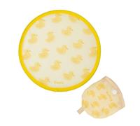 Fisura - Folding Round Fan Duck. Original Handheld folding fan. Yellow Frisbee with Duck Print. 1 unit. Portable Gift for Parties. 20 cm.