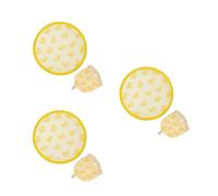 Fisura - Folding Round Fan Duck. Original Handheld folding fan. Yellow Frisbee with Duck Print. 3 units. Portable Gift for Parties. 20 cm.