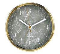 Fisura Gold Analog Effect Without Ticking. Battery Metal Alarm Clock, Diameter 11 cm and Width 3.8 cm, Acrylonitrile butadiene styrene, Marble, Golden, One Size