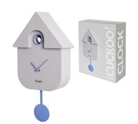 Fisura - Cuckoo clock, wall clock, cuckoo clock with working bird, original and modern cuckoo clock for gift - 3 AA batteries not included, material: ABS plastic, 21,5 x 8 x 41,5 (Grey)
