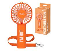 Fisura - “I`m h*t” Portable Handheld Fan, Rechargeable Orange Fan with 3 Speeds and Strap, Compact Cooling Accessory for Travel and Everyday Use - 13.5 x 6 x 5 cm