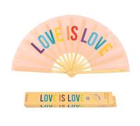 FISURA Large Folding Fan Original Fan with Large Lettering XXL Compartments Foldable Bamboo Fan 64 x 33 cm (Love, Rainbow)