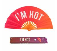 Fisura - Large Handheld Folding Fan. Original Fan with Large Message. XXL Fan for Festivals and Parties. Foldable Bamboo Fan. Dimensions: 25.2 x 13 inches. (Hot, Pink)
