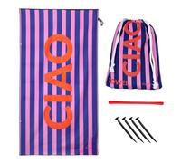 Fisura - Large Microfibre Beach Towel Blue & Pink Striped “Ciao” - Quick Dry, Sand Free & Lightweight - Travel, Pool, Camping & Picnic - 180 x 100 cm Gift