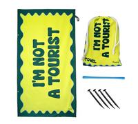 Fisura - Large Microfibre Beach Towel Green “I’m Not a Tourist” - Quick Dry, Sand Free & Lightweight - Travel, Pool, Camping & Picnic Towel - 180 x 100 cm Gift