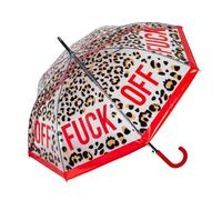 Fisura - Leopard Transparent Umbrella, Automatic Umbrella F*ck Off | Windproof Design, 40.5 Inch Canopy, Automatic Push-Button Opening for Quick and Easy Use
