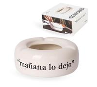 Fisura Mañana lo dejo white ashtray - Original ceramic accessory with funny text for kitchen, indoor or patio. Dimensions: 10 x 10 x 4 cm