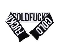 Fisura Men's Winter Scarf Black and White with "F*cking Cold" Original Reversible Large Soft Warm Lightweight Fringe Scarf 150cm Winter Accessory