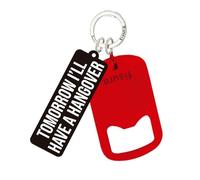 Fisura Original Metal Keyring Opener I'll Have A Hangover Keychain Black Red Man Keychain Pocket Opener Gift for Men on Father's Day, Birthday and Christmas