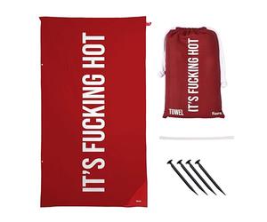 Fisura - Microfibre Beach Towel - Quick Dry, Sand Resistant, Lightweight - “H*t” Red & White - Travel Towel Gift for Beach, Pool & Holiday - 71 x 39 Inches