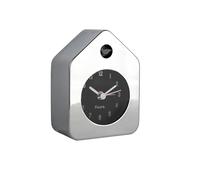 Fisura - Mini house alarm clock chrome. Analog alarm clock with no ticking, original alarm clock. Small alarm clock. Dimensions: 3.8 in x 2.9 in x 1.8 in. 1 AA battery