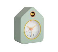 Fisura - Mini house alarm clock green. Analog alarm clock with no ticking, original alarm clock. Small alarm clock. Dimensions: 3.8 in x 2.9 in x 1.8 in. 1 AA battery