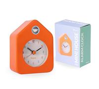 Fisura - Mini Orange House Alarm Clock. Analog Cuckoo Clock with No Ticking. Small Original Alarm. Dimensions: 9.7 cm x 7.3 cm x 4.5 cm. Requires 1 AA Battery.