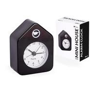 Fisura - Mini Travel Alarm Clock, Silent Non-Ticking Analog, Compact Bedside Clock, Portable, 3.8 x 2.9 x 1.8 in, Battery Not Included, Small Black House