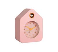Fisura - Mini house alarm clock pink. Analog alarm clock with no ticking, original alarm clock. Small alarm clock. Dimensions: 3.8 in x 2.9 in x 1.8 in. 1 AA battery