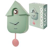 Fisura - Mint & Pink Cuckoo Wall Clock. Original Wall Clock | Modern Decorative Wall Clock. Requires 3 AA Batteries (Not Included). 8.5 x 3.1 x 16.3 in. ABS Plastic.