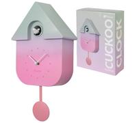 Fisura - Mint & Pink Gradient Cuckoo Wall Clock. Original Wall Clock | Modern Decorative Wall Clock. Requires 3 AA Batteries (Not Included). 8.5 x 3.1 x 16.3 in. ABS Plastic.