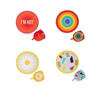 Fisura Mixed, Pack of 4 Round Folding Fan, 20 cm