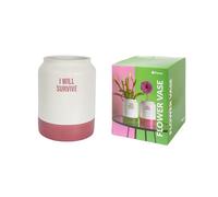 Fisura Modern Decorative Vase Survival Vase with Message White and Pink Ceramic Vase Original White and Pink Vase Measures 14.9cm x 14.5cm