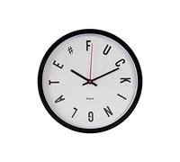 FISURA - Modern F*cking Late Wall Clock without Ticking Noises Wall Clock White 30 cm Diameter ABS and Glass 1 AA Battery