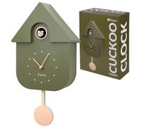 Fisura - Olive Green & Beige Cuckoo Wall Clock. Original Wall Clock | Modern Decorative Wall Clock. Requires 3 AA Batteries (Not Included). 8.5 x 3.1 x 16.3 in. ABS Plastic.