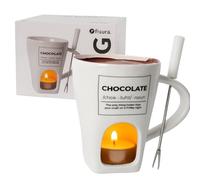 Fisura Original Chocolate Fondue Cup Cheese Fondue with Cup and Fork White Fondue Mug Original Gift 140ml