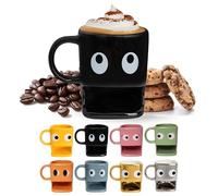 Fisura - Original Coffee Mugs with Biscuit Compartment, Black Ceramic Tea Mug with Stylish Design, Cappuccino Coffee Caps, Latte, hot Chocolate caps, Capacity 240ml