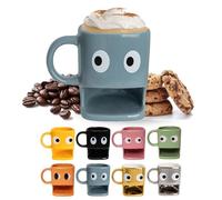 FISURA - Original Coffee Mugs with Biscuit Compartment, Blue Ceramic Tea Mug with Stylish Design, Cappuccino Coffee Caps, Latte, hot Chocolate caps, Capacity 240ml
