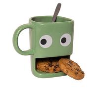 Fisura- Original Eyes Mug with Biscuit Holder Ceramic Mug with Biscuit Hole 240 ml Mug. (Green)