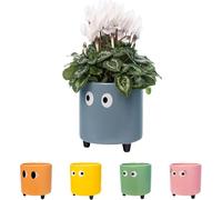 Fisura - Original Flower pots "Eyes Design", Ceramic Plant pots Indoor, Decorative Indoor planters with Legs for Cactus, Planters for Flowers and Succulents, Dimensions: 13cm x 12,5cm (Blue)