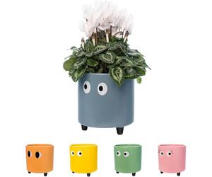 Fisura - Original Eyes Plant Pot - Indoor Ceramic Planter with Legs for Cactus & Succulents, Decorative Flower Pot, Gift Idea for Plant Lovers, 13 x 12.5 cm (Blue)