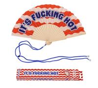 Fisura - Original “F*cking H*t” Message Folding Fan, Modern and Colourful Folding Handheld Fan, Red Wave Design for Wedding, Rave, Festival - Includes Strap. Size: 42.5 x 23 cm