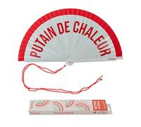 Fisura Original fan with message. Modern and colourful reversible wooden fan. Hand fan. Hanger included. Dimensions: 42.5 x 23 cm, Red Vest, One size