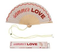 Fisura Original fan with message "Summer Love" - Modern and colourful wooden fan - red hand fan - hanger included - funny gift idea - 42.5 x 23 cm