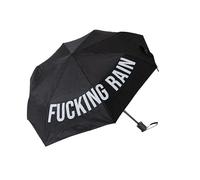 Fisura - Original foldable umbrella “f*cking rain”. Black and white mini umbrella. Small women’s umbrella. Automatic foldable umbrella. Travel umbrella.