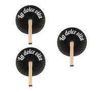 Fisura - Original Folding fan “Dolce Vita”. Set of 3 Stylish Black Paper Fans. Black and White Pai Pai, Wedding Favor for Guests, Festival, Party or Ceremony Gift