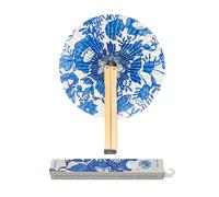 Fisura - Original Folding Fan, Stylish paper fan with floral design, Blue and White Pai Pai, Wedding Guest Favour, Party or Ceremony Gift
